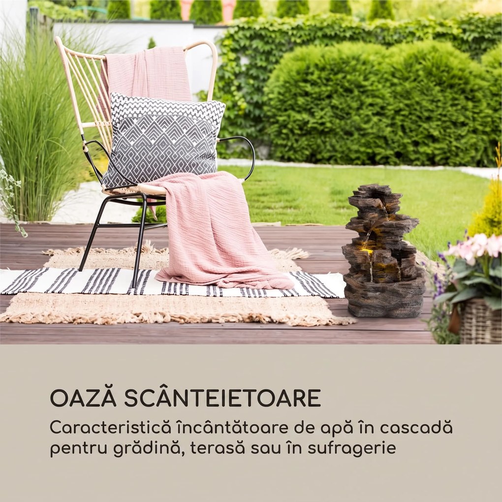 Blumfeldt Messina, fontană cascadă, fontană solară, fontană de grădină, 4 niveluri, baterie