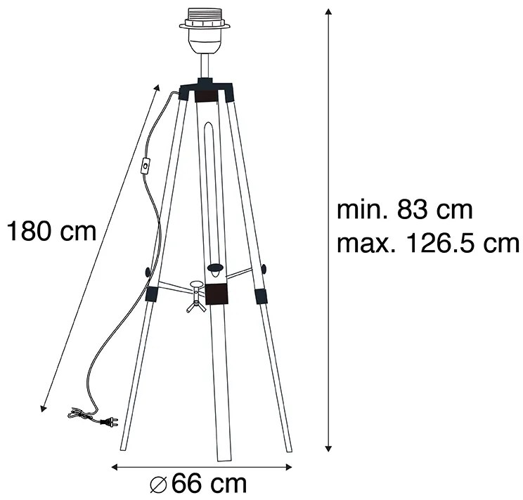 Lampă de podea neagră fără abajur - Tripod