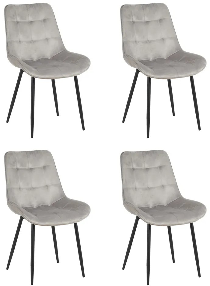 Set 4 Scaune Bucatarie/Dining Jaro Catifea Gri Deschis