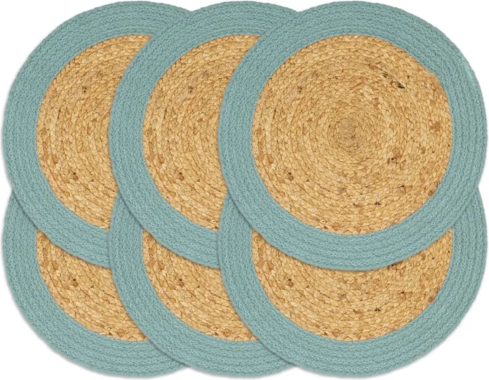 vidaXL Naproane, 6 buc., natural și verde, 38 cm, iută și bumbac