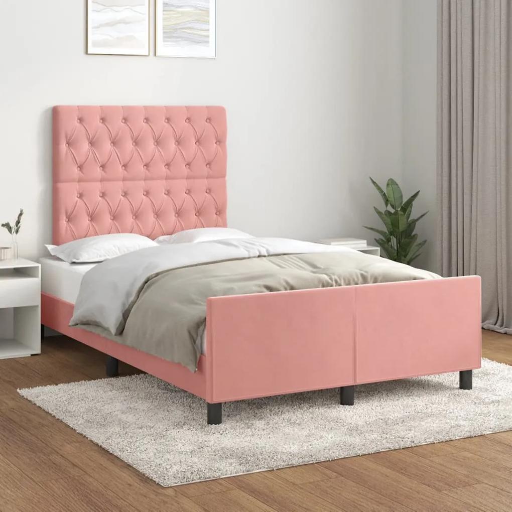 3125933 vidaXL Cadru de pat cu tăblie, roz, 120x200 cm, catifea