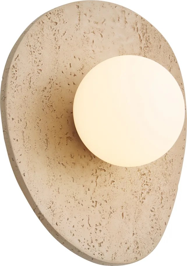 Lampă de perete Japandi din piatră naturală organică cu sticlă opală - Josie