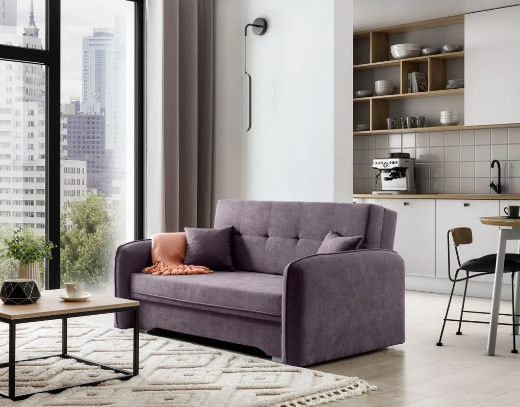 Canapea extensibila de doua locuri LAINE, mov deschis