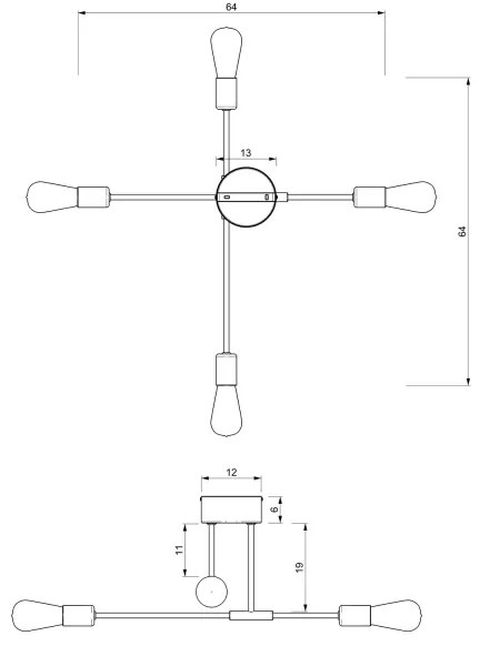 Lustră pe tijă FLAME 4xE27/60W/230V neagră/crom lucios