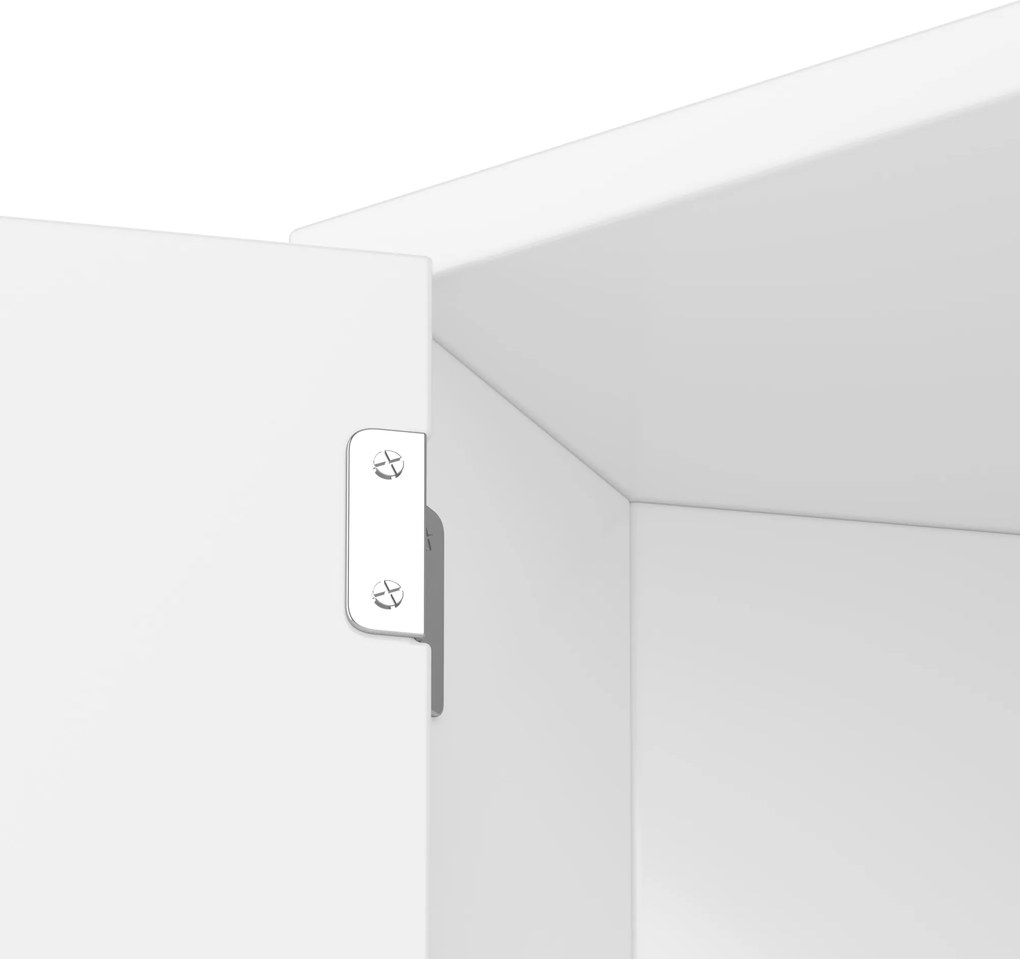 Dulap de baie triunghiular, cu rafturi reglabile și uși duble, 37x24,5x170 cm, Alb