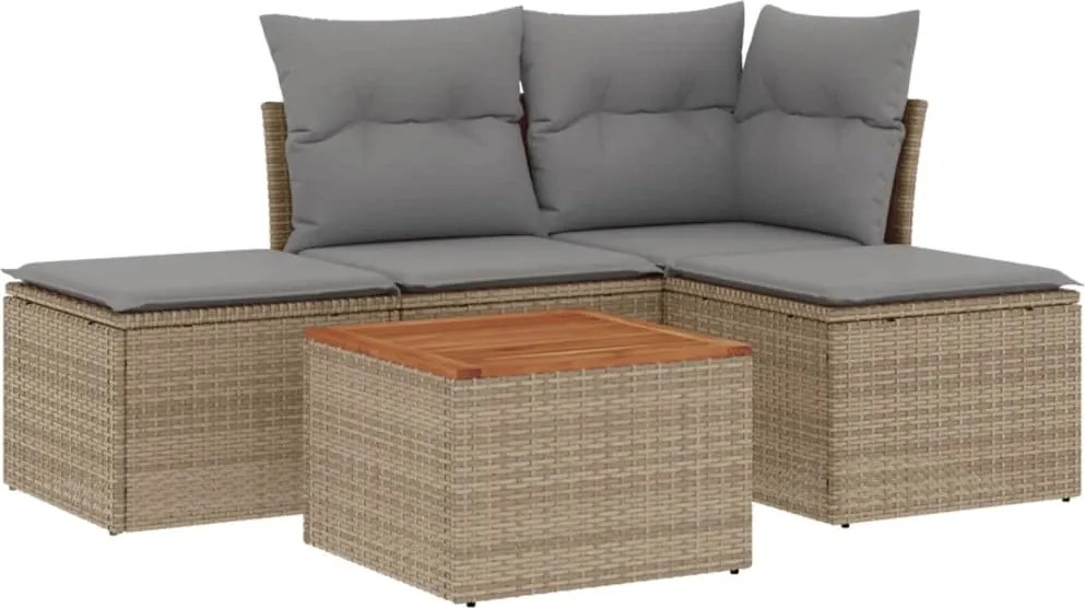 vidaXL Set canapele de grădină cu perne, 5 piese, bej, poliratan