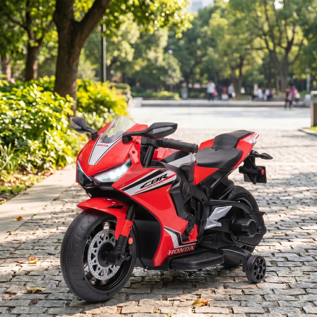 HOMCOM Motocicleta Electrică Copii 6V pentru Copii 3-5 Ani - 30 kg, 3 km/h, Roți și Muzică, 90x44x52 cm, Roșie | Aosom Romania