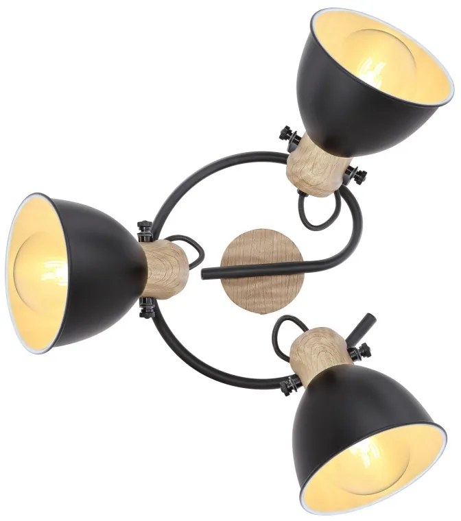 Plafoniera metal stil industrial WIHO 3 negru/maro