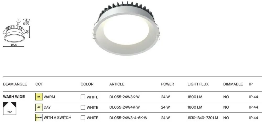 Spot LED incastrabil protectie IP44 Okno 4000k