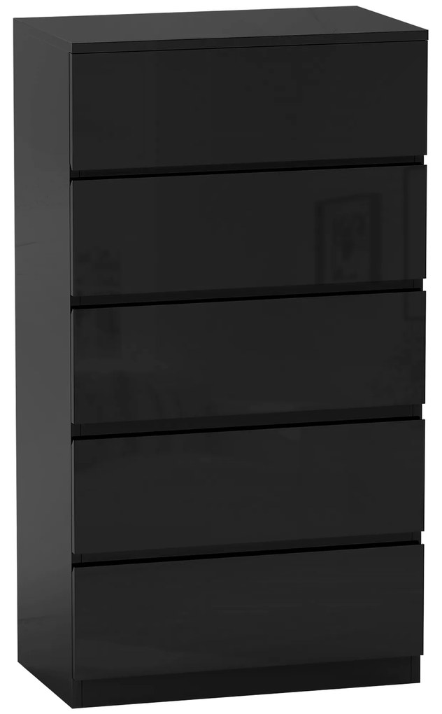 HOMCOM Comoda cu 5 sertare Comoda de stil modern pentru dormitor intrare living 55x34x100 cm Negru | Aosom Romania
