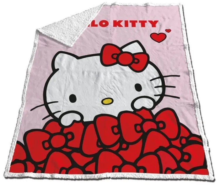 Hello Kitty Bow pătură sherpa 130x170cm