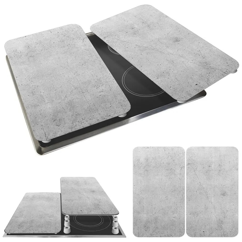 Set 2 protecții din sticlă pentru aragaz Wenko Universal, gri