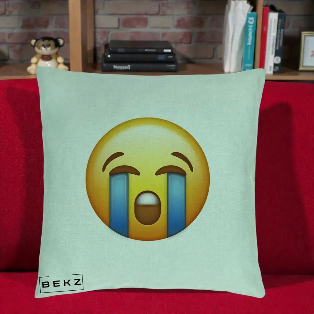 Perna Decorativa Emoji Plange, 40x40 cm, Verde Menta, Husa Detasabila, Perna Inclusa, BEKZ®