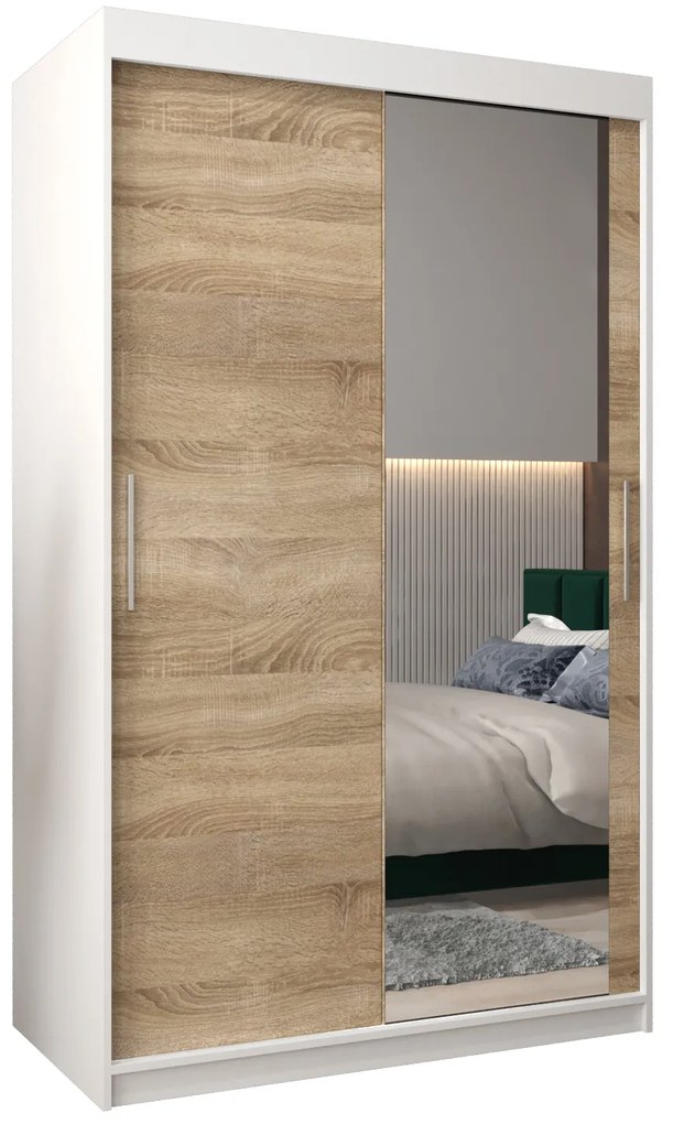 Dulap de haine 120 cm Toki 2 (alb mat + stejar sonoma). 1064974