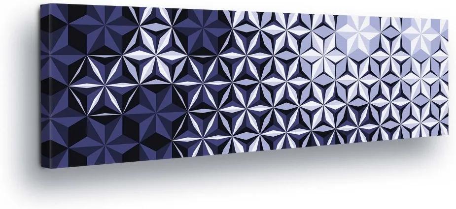 GLIX Tablou - White and Blue Geometric Shapes 45x145 cm