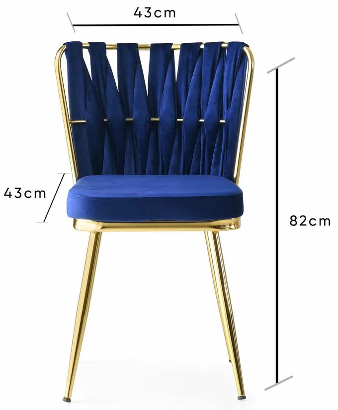 Set de scaune de sufragerie Kusakli Navy Blue andGold, 4 buc.