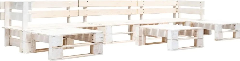 vidaXL Set mobilier grădină din paleți, 6 piese, alb, lemn