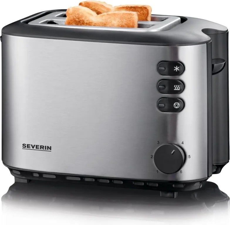 Severin AT 2514 - Prăjitor de pâine cu 2 fante, 850 W/230 V, inox/negru