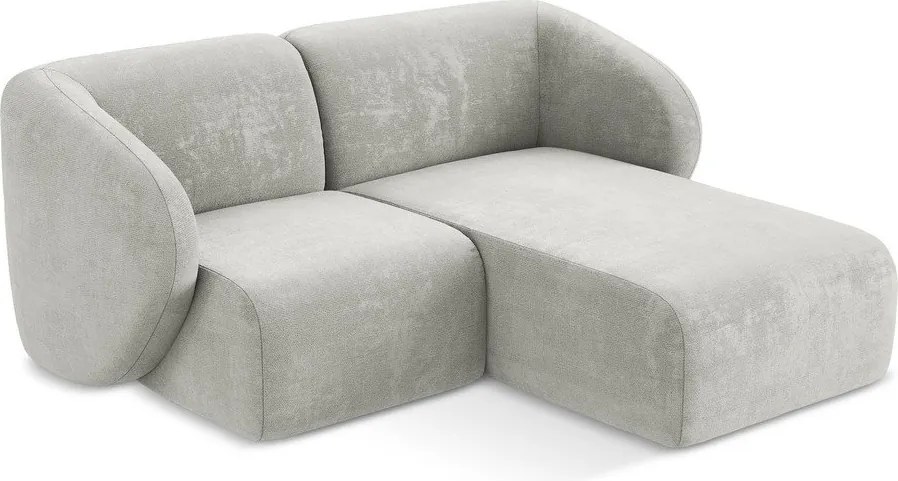 Colțar gri deschis cu tapițerie din chenille (cu colț pe partea dreaptă/cu șezlong) Lani – Makamii