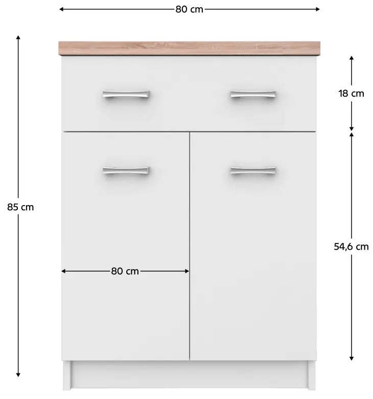 Comoda 2D1S 60, alba   stejar Sonoma, TOPTY TIP 41