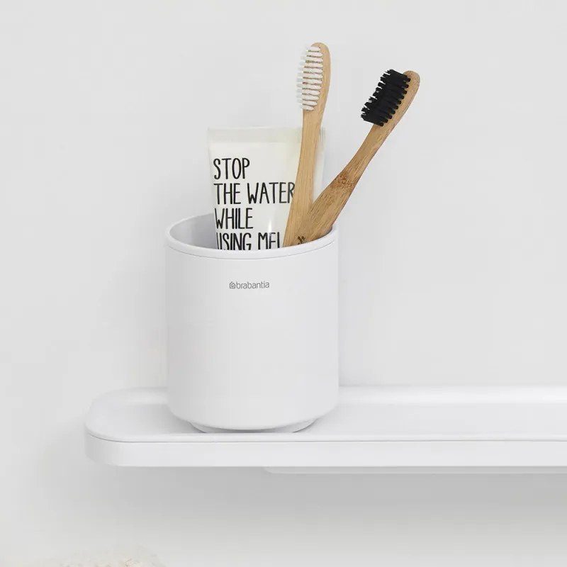 Brabantia MindSet suport periuță de dinți 1005685, Curățare ușoară, Deschidere largă, Acoperire minerală, Alb