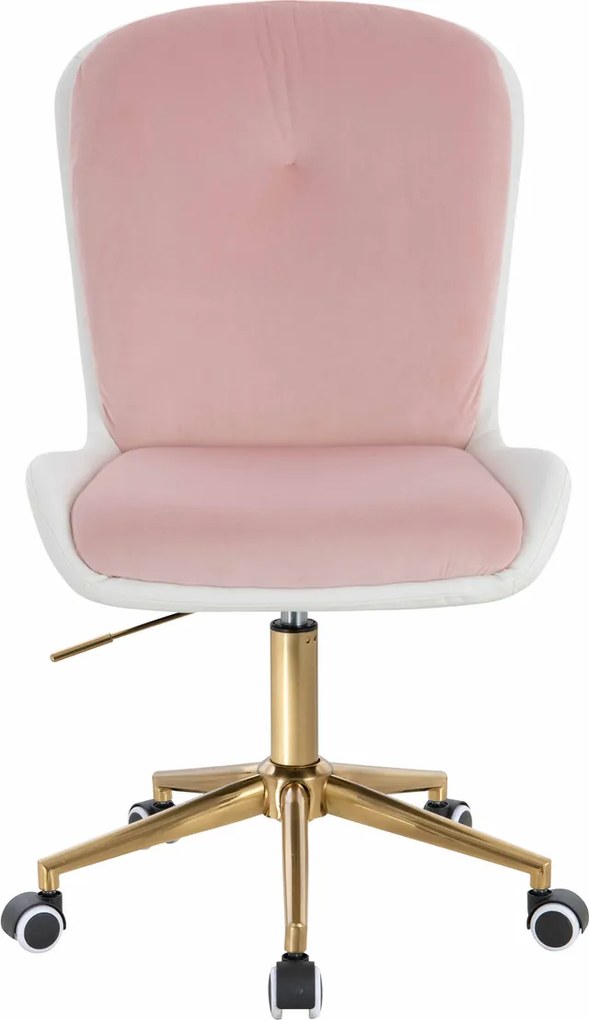HR690K Scaun Velvet&amp;soft Piele Pu Roz Pudră/Alb Bază Aurie