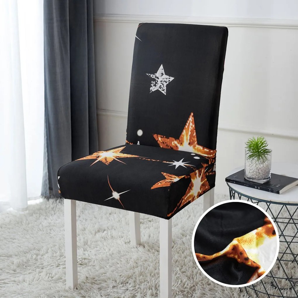 Set Huse Elastice pentru Scaun, 4 Piese, Cu Elastic, Star Gold