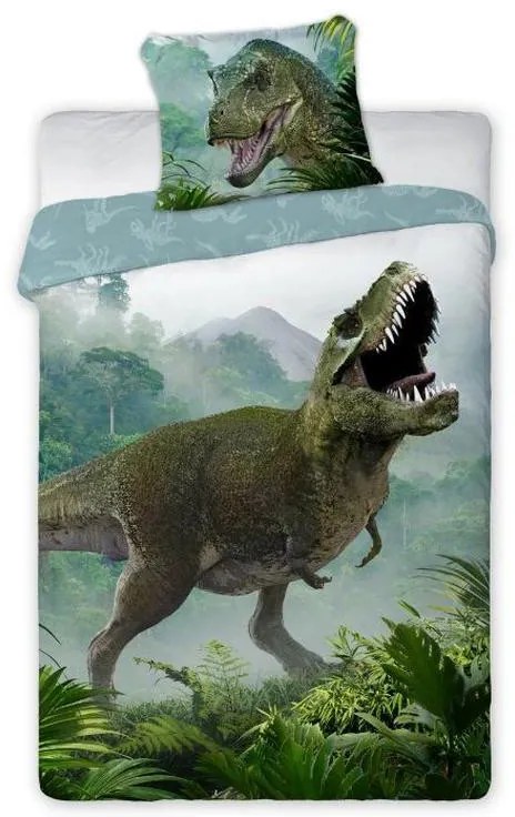 Dinozaur Set de lenjerie T-Rex Forest 140×200cm, 70×90 cm