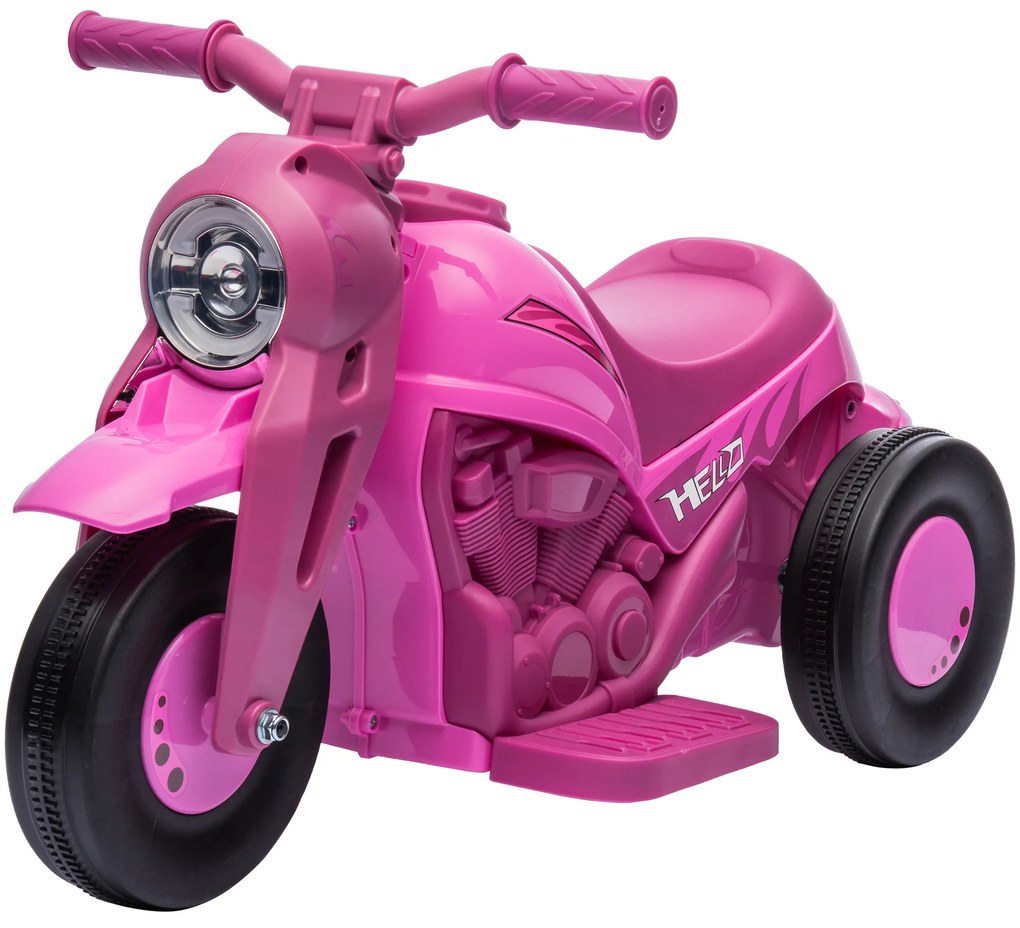 AIYAPLAY Moto electrică copii 2-5 ani, 3 roți, 6 V, 3 km/h, cu funcție de bule, efecte luminoase și sonore, roz | Aosom Romania