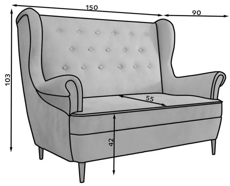 Canapea verde 150 cm Aros – ELTAP
