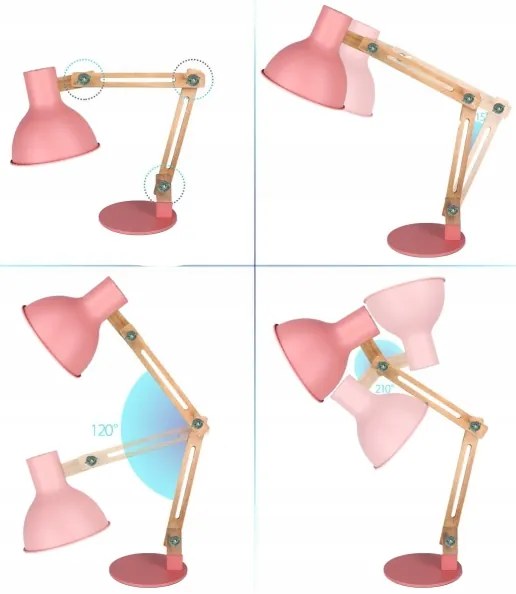 Lampă de masă 1 x E27, 40 W, 230 V, roz