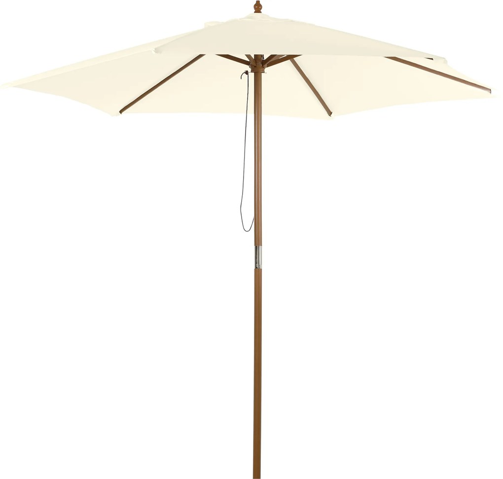 Outsunny Umbrelă Rotundă de Grădină din Bambus și Poliester 2.5x2.3m Crem/Alb | Aosom Romania