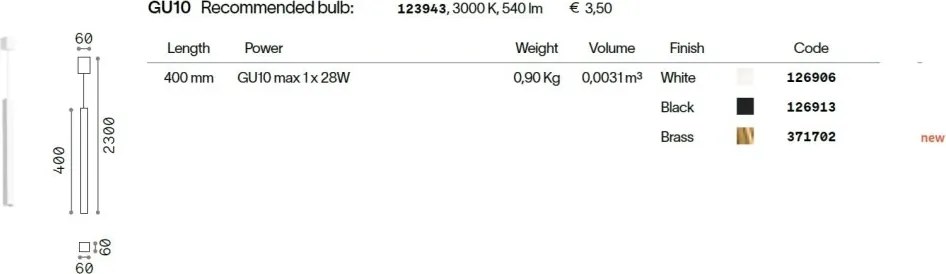 Pendul modern minimalist LOOK SP1 SQUARE D60 H400 OTTONE