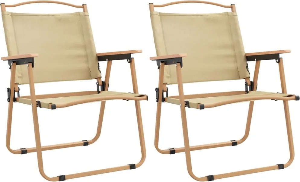 vidaXL Scaune de camping, 2 buc., bej, 54x55x78 cm, țesătură Oxford