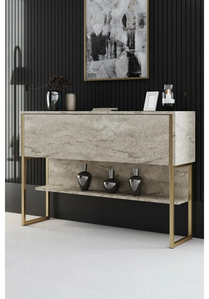 Comodă Luxe Travertine and Gold