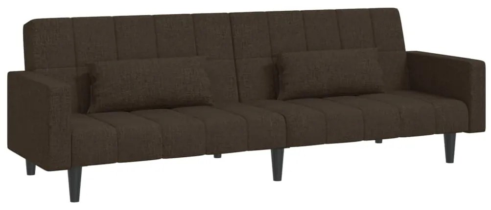 337494 vidaXL Canapea extensibilă cu 2 locuri, 2 perne, maro închis, textil