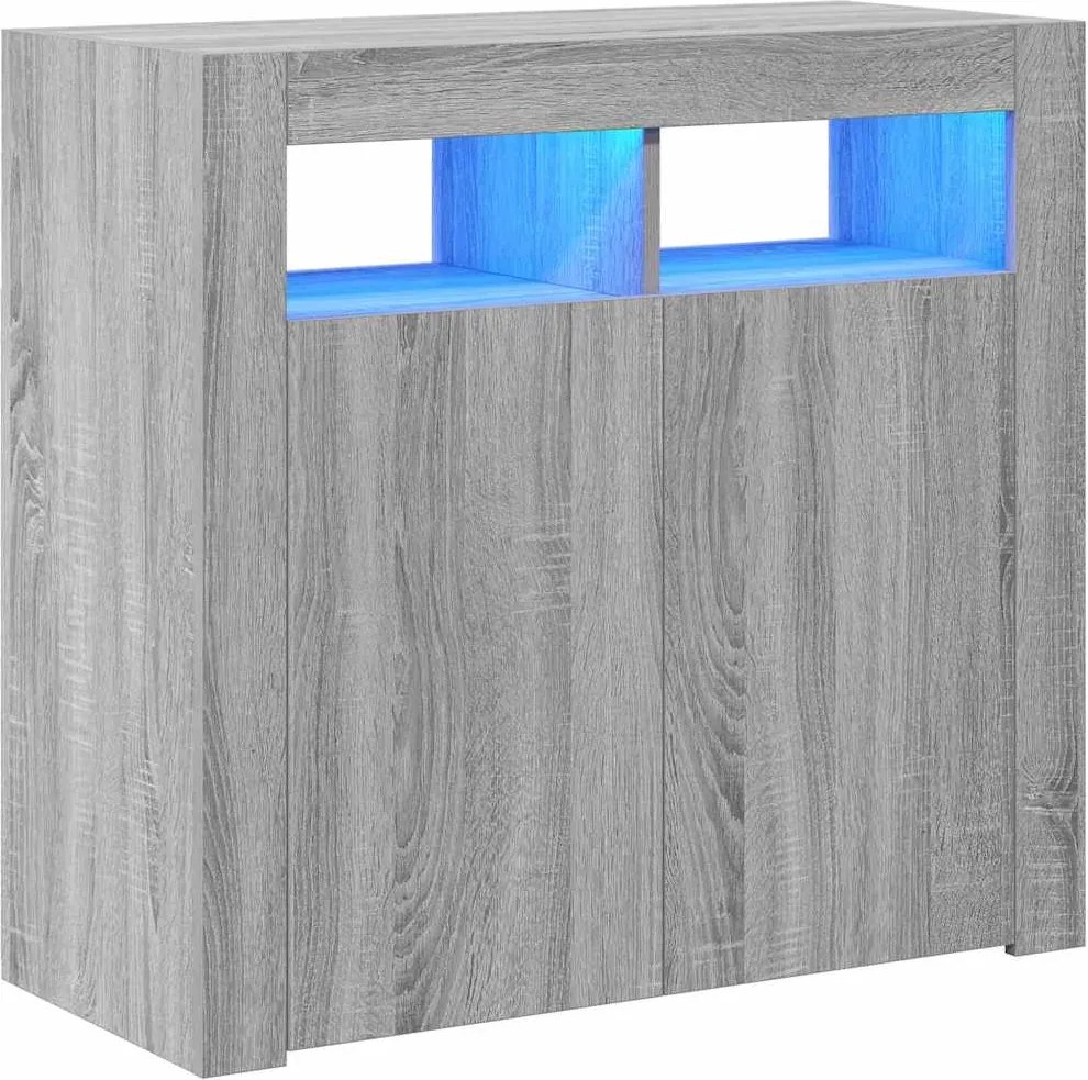 vidaXL Dulap cu lumini LED, gri sonoma, 80x35x75 cm