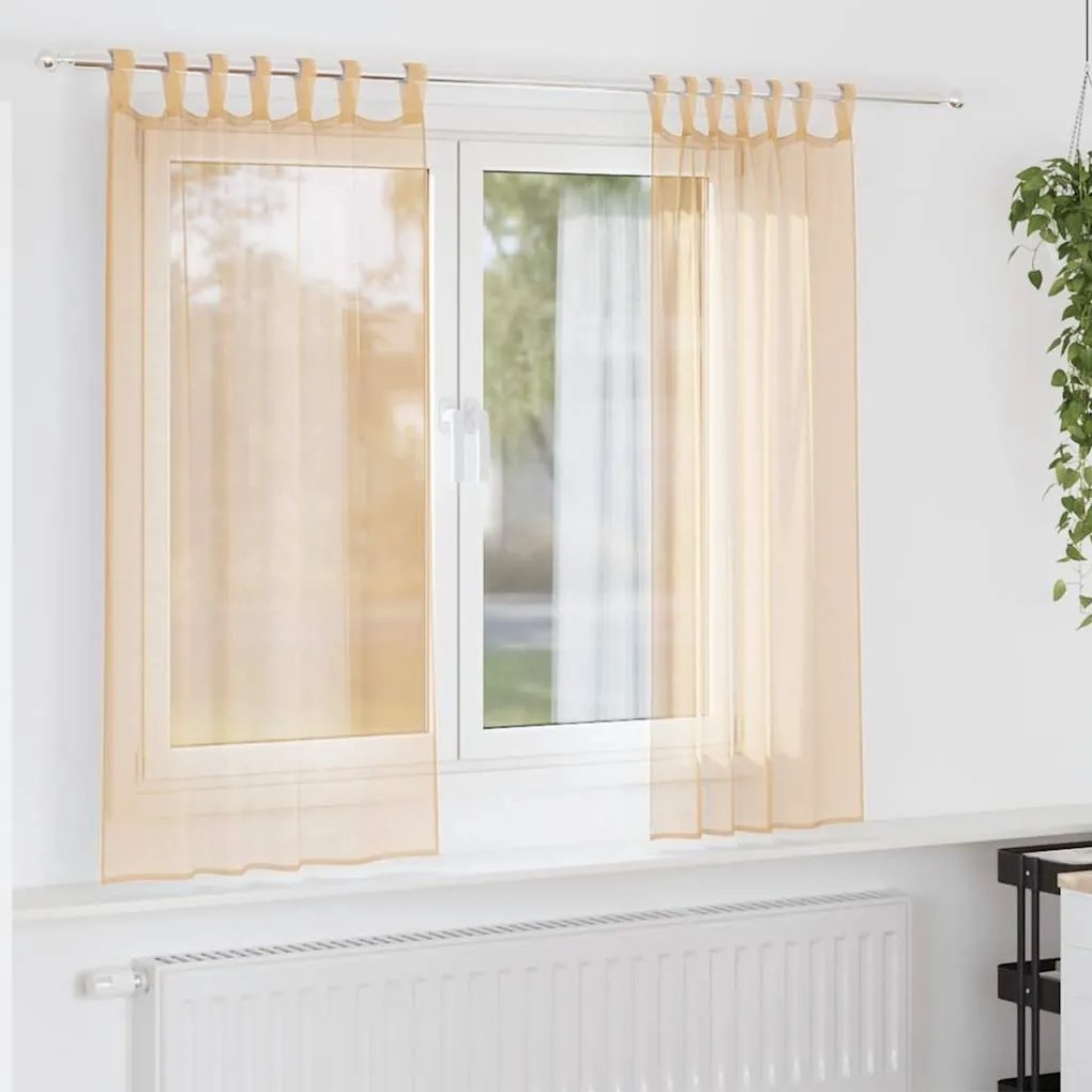 vidaXL Perdele Voile cu buzunare pentru bare 2 buc Nisip