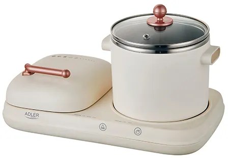 Statie mic dejun Adler AD6421, 2 in 1, oala si gratar, 1100W