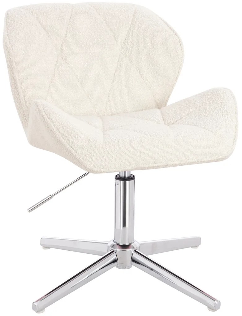 HR111CROSS Scaun Crem Boucle cu Bază Cromata