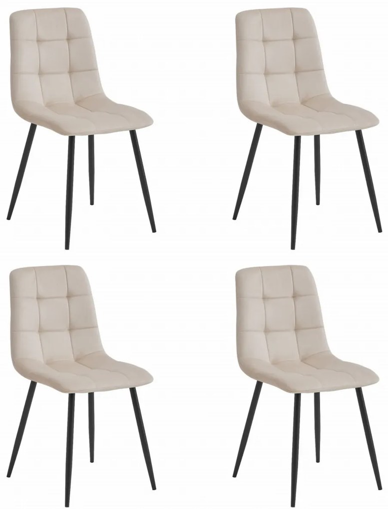 Scaun catifea bej KARA cu picioare negre