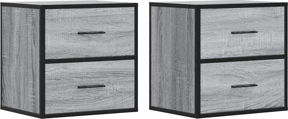 vidaXL Noptiere de perete, 2 buc., sonoma gri, 40x31x39,5 cm