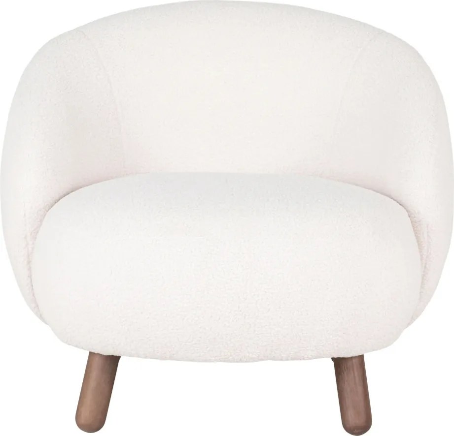 Savona fotoliu, piele artificială de miel, picioare de nuc, alb