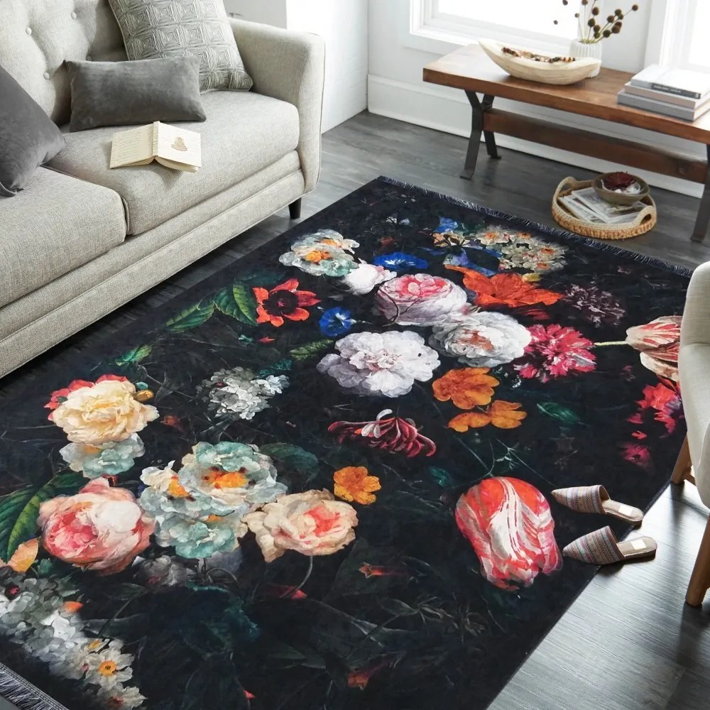 Covor anti-alunecare cu model floral înflorit Lăţime: 120 cm | Lungime: 180 cm