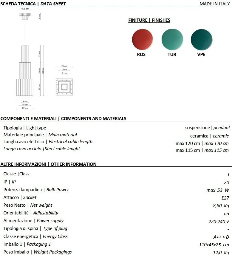 Lustra din ceramica design italian arhitectural Metra
