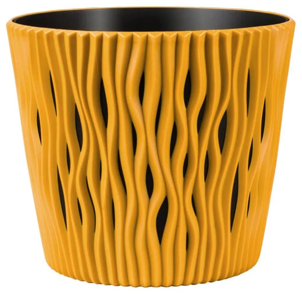 Ghiveci decorativ de flori, rotund 15.8x13.8 cm, galben, Sandy