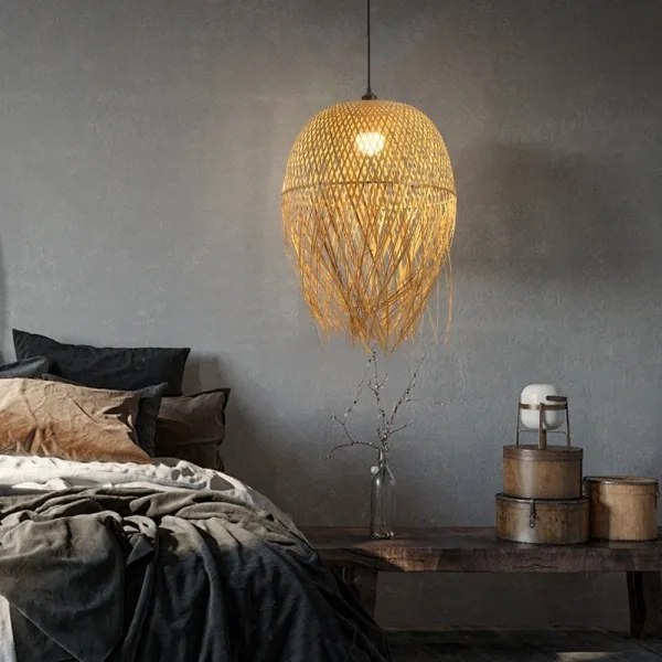 Lustră pe cablu Immax 08271L HILO 1xE27/40W/230V d. 45 cm bambus