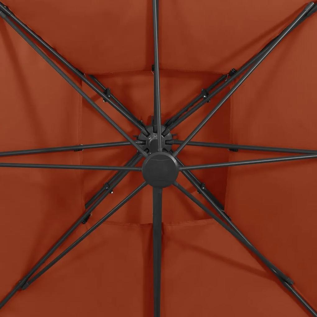 Umbrela suspendata cu invelis dublu, caramiziu, 300x300 cm Terracota, 300 x 300 cm