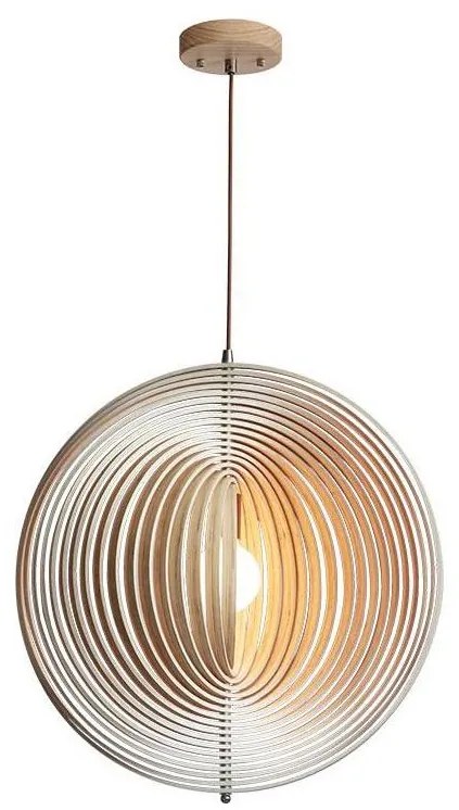 Pendul din lemn pe cablu, 1xE27/60W/230V, diametru 50 cm, lemn masiv/furnir/lemn de cauciuc