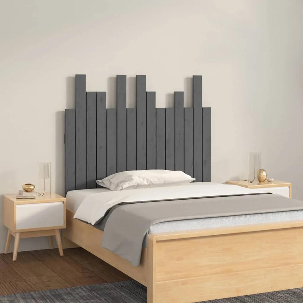 824785 vidaXL Tăblie de pat pentru perete, gri, 95,5x3x80 cm, lemn masiv pin